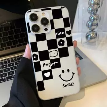 Чехлы для мобильных телефонов iPhone 11 13 15 Pro Max 12 14 Pro Max Чехол для iPhone 16 15 Plus 13 Pro 12 Матовая текстура с рисунком в виде мультяшных цветов iPhone 11 белый