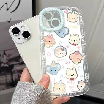 Чехлы для мобильных телефонов iPhone 11 13 XR 15 Pro Max 12 14 Pro Max чехол для iPhone 16 7 Plus 8 Plus XS Max Мультяшный узор Защита от падений Ударопрочный iPhone 6&6s белый