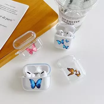 Чехлы для наушников-бабочек для Airpods 2, прозрачный мягкий силиконовый чехол для наушников Airpods Pro 2, чехол для беспроводного хранения Airpods 3, чехол