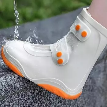 Чехлы для обуви от дождя Водонепроницаемые и нескользящие мужские и женские непромокаемые туфли Обувь от дождя Утолщенные износостойкие чехлы для высоких дождевых сапог 34-36 бежевый