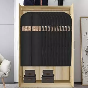 Чехлы для одежды с прозрачным окошком, застежка-молния, полностью защищающая от насекомых, сумка для хранения костюма, пальто чёрный