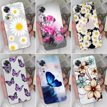 Чехлы для OPPO A15 A35 A16 A17 A53 A52 A72, силиконовый чехол из ТПУ с цветком и бабочкой, прозрачный мягкий защитный чехол-бампер для телефона OPPO Fundas Coque OPPO A1 5G