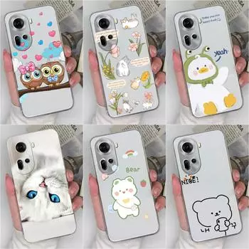 Чехлы для OPPO Realme P1 12 Lite Pro Find X7 Ultra Reno 11 Cute Owl Cat Прозрачные сумки для телефона Защитная пленка для экрана Мягкий силиконовый чехол из ТПУ для OPPO Oppo Reno 11 5G