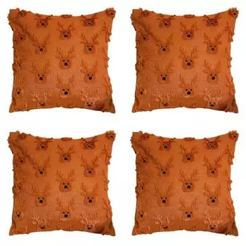 Чехлы для подушек 45x45 см. Чехлы для подушек. Плюшевая наволочка. (Светло-коричневый олень)