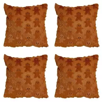 Чехлы для подушек 45x45см Чехлы для подушек Наволочка (Коричневый пряничный человечек)