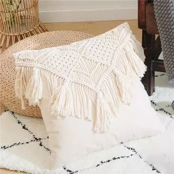 Чехлы для подушек Чехол для подушки Тканый чехол для подушки в стиле бохо для кровати, дивана, кушетке, автомобиля, домашнего декора, квадратные наволочки с кисточками
