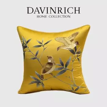 Чехлы для подушек DAVINRICH Chic Interiors в китайском стиле с вышитыми птицами и ветвями для прикроватной подушки на открытом воздухе на террасе 35x50cm(NO FILLING)