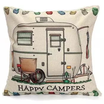 Чехлы для подушек Happy Campers, чехол для подушки с надписью, чехол для подушки для кемпера для автомобиля