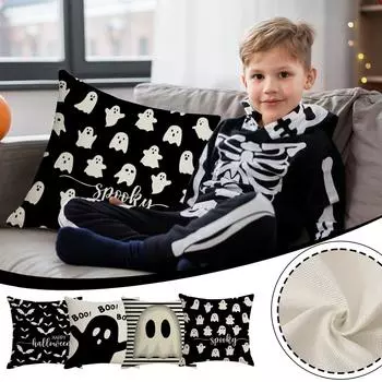 Чехлы для подушек на Хэллоуин, белые наволочки для подушек, мягкие плюшевые шерстяные наволочки для дивана, стула, дивана, спальни, гостиной, домашнего декора One Size