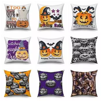 Чехлы для подушек на Хэллоуин Тыква Призрак Ведьма льняной диван-кровать Наволочка Квадратная наволочка Жуткий Декор для Хэллоуина 40x40cm