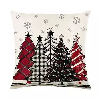 Чехлы для подушек New Home Чехол для подушки Christmas Наволочка из льна с принтом рождественской елки Гостиная Чехол для подушки Sand Hair Home 45x45cm