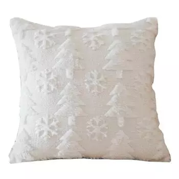 Чехлы для подушек с изображением рождественской елки и снежинок, мягкая плюшевая наволочка (белый)