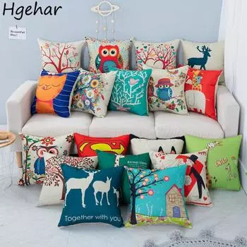 Чехлы для подушек с рисунком из мультфильмов 45*45 см, милый диван для гостиной, мягкий, удобный, для украшения дома, для студентов, декоративные подушки 40x40cm