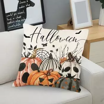 Чехлы для подушек с тыквой на Хэллоуин, жуткие сезонные декоративные чехлы для подушек в фермерском стиле