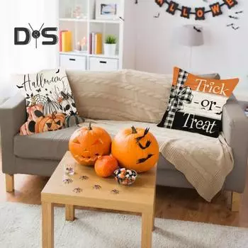 Чехлы для подушек с тыквой на Хэллоуин, жуткие сезонные декоративные чехлы для подушек в фермерском стиле для украшения дома D