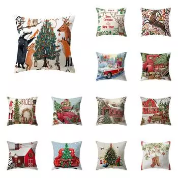 Чехлы для подушек с веселой рождественской атмосферой и принтом для дома, гостиной, украшения дивана, полиэстеровая подушка, наволочка 40X40CM