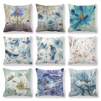 Чехлы для подушек Винтажная картина маслом Птицы Цветочные квадратные наволочки для подушек Наволочки для дивана Домашний декор