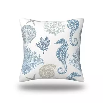 Чехлы для подушек в морском стиле с рисунком ракушек и морских звезд. Подушка с прибрежным акцентом для декора помещения. Идеально подходит для дивана-кровати. Современный морской стиль. CC2PS454517C21