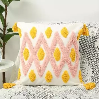 Чехлы для подушек в стиле бохо с кисточками, стеганые декоративные наволочки, наволочки для подушек в стиле фермерского дома, квадратные наволочки для дивана, спальни, гостиной 12x20 inch-2pcs