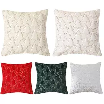 Чехлы для подушек в виде рождественской елки, мягкие плюшевые наволочки для диванных подушек (зеленый) QD