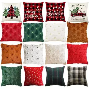 Чехлы для подушек в виде рождественской елки, декоративные чехлы для диванных подушек, рождественские украшения для дома 45x45 см, зимние чехлы для подушек, наволочки 45x45cm