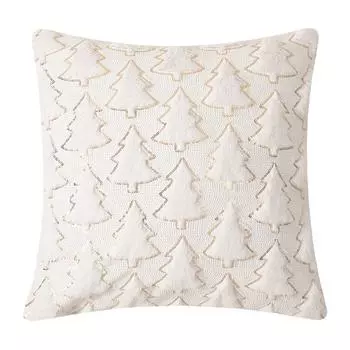 Чехлы для подушек в виде рождественской елки, мягкие плюшевые наволочки для диванных подушек (бежевый)