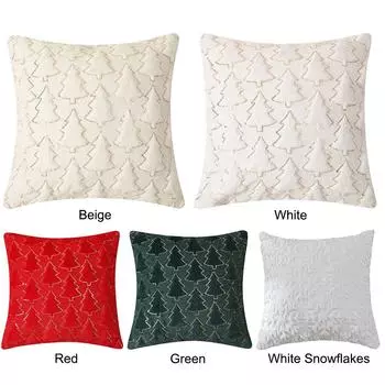 Чехлы для подушек в виде рождественской елки, мягкие плюшевые наволочки для диванных подушек (зеленый)