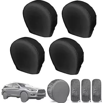 Чехлы для покрышек Land, 4 шт. — прочная защита колес для грузовых автомобилей, внедорожников, прицепов, кемперов, семейных автомобилей RV — универсальные, подходят для шин диаметром 26–32 дюйма, черные (L