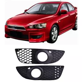 Чехлы для противотуманных фар Mitsubishi Lancer, черный передний бампер, нижние решетки, сетка на капот 2008 2009 2010 2011 2012 2013 2014 чёрный
