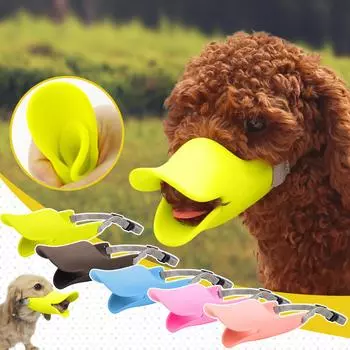 Чехлы для рта собаки в форме утконоса, тихие маски для морды, силиконовый чехол для рта с регулируемым ремешком для маленьких и средних собак, предотвращающий лай S синий