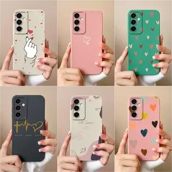 Чехлы для Samsung Galaxy A35 A15 S24 + F15 A55 M15 Задние крышки Pretty Heart Жидкий силиконовый защитный экран Бампер для Galaxy S24 Ultra Корпус бампера Samsung A15
