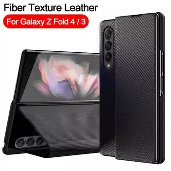 Чехлы для Samsung Galaxy Z Fold 4 3 5g, чехол с текстурой волокна, кожаный флип-держатель, пластиковый чехол для Samsung Z Fold 4 3 Fold4 Fold3 For Galaxy Z Fold 4 чёрный