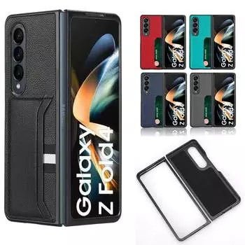 Чехлы для Samsung Z Fold 4 5G Кожаный чехол для телефона с узором личи для Galaxy Z Fold4 5G Держатель для карт-бумажник Противоударный чехол для телефона Samsung Fold4 5G