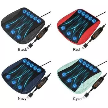 Чехлы для сидений, летние автомобильные сиденья, подушки с USB-портом, 8 вентиляторов, 3 уровня, регулируемый охлаждающий коврик для автомобиля, домашнего офиса, охлаждающий коврик тёмно-синий
