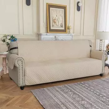 Чехлы для стеганых диванов на 3 места, водонепроницаемые чехлы для диванов на 3 места, нескользящие чехлы для диванов для собак и домашних животных, двусторонний защитный чехол для дивана 1 Seater бежевый