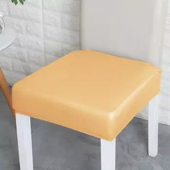 Чехлы для стульев для столовой, водонепроницаемый чехол из искусственной кожи, съемный, моющийся чехол для стула, защитный чехол для сиденья кухонного стула для столовой L50cmX W50cm чёрный