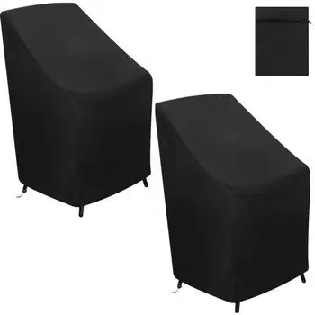 Чехлы для стульев на открытом воздухе, водонепроницаемые чехлы для сидений Lounge Deep, легкие, устойчивые к ультрафиолетовому излучению, непромокаемые, пыленепроницаемые, для защиты садовой мебели и патио 1pcs чёрный