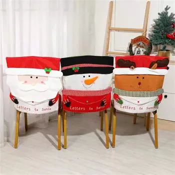 Чехлы для стульев на Рождество, чехлы для стульев Санта-Клауса, снеговика, оленей, чехлы для стульев на Рождество для столовой