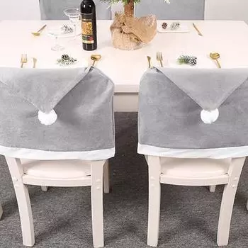 Чехлы для стульев в рождественских шляпах, чехлы для стульев на рождественский стол, декор для рождественской вечеринки one size