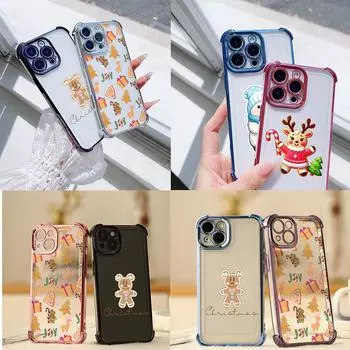 Чехлы для телефонов Ae102 Christmas Happy New Year с гальваническим покрытием из ТПУ для Xiaomi 11 Lite Redmi Note 13 Pro 12C 9S 14C Huawei P40 с защитой на четыре угла Xiaomi 13
