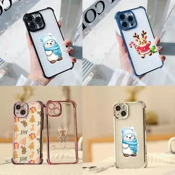 Чехлы для телефонов Ae102 Christmas Happy New Year с гальваническим покрытием из ТПУ для Samsung A20 A54 A12 A14 S22 S23 S24 Ultra A55 A15 S21 FE с четырьмя углами защиты Samsung A02/M02