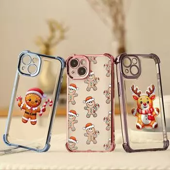 Чехлы для телефонов Ae104 Christmas tree Merry Christmas с гальваническим покрытием из ТПУ для iPhone 16 15 13 Pro Max 14 Plus XR Infinix Smart 8 с защитой на четыре угла for iPhone 6/6s