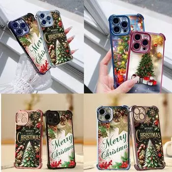 Чехлы для телефонов Ae105 Happy New Year art Christmas с гальваническим покрытием из ТПУ для Xiaomi 11 Lite Redmi Note 13 Pro 12C 9S 14C Huawei с защитой на четыре угла Xiaomi 13