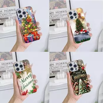 Чехлы для телефонов Ae105 Happy New Year art Christmas из гальванизированного стекла для Samsung S25 Ultra iPhone 16 Xiaomi Redmi OPPO, полная защита объектива, задняя крышка for iPhone 6/6S