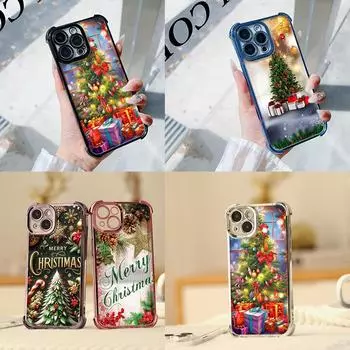 Чехлы для телефонов Ae105 Happy New Year art Christmas с гальваническим покрытием из ТПУ для Samsung A20 A54 A12 A14 S23 S24 Ultra A55 A15 S21 FE с четырьмя углами защиты Samsung A02/M02