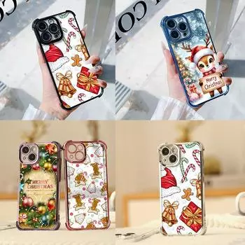 Чехлы для телефонов Ae106 Happy New Year art Merry Christmas с гальваническим покрытием из ТПУ для Samsung A20s A54 A12 A14 S23 S24 Ultra A55 A15 с четырьмя защитными углами Samsung A02/M02