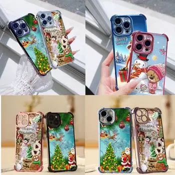 Чехлы для телефонов Ae107 Happy New Year Christmas с гальваническим покрытием из ТПУ для Xiaomi 11 Lite Redmi Note 13 Pro 12C 9S 14C Huawei P40 с защитой на четыре угла Xiaomi 13