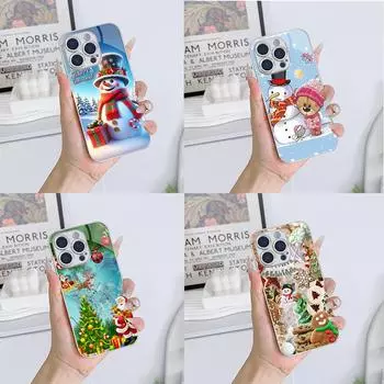 Чехлы для телефонов Ae107 Happy New Year Christmas из гальванизированного стекла для Samsung S25 Ultra iPhone 16 Xiaomi Redmi OPPO Vivo с полной защитой объектива и задней крышкой for iPhone 6/6S