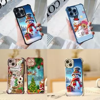 Чехлы для телефонов Ae107 Happy New Year Christmas с гальваническим покрытием из ТПУ для Samsung A20 A54 A12 A14 S22 S23 S24 Ultra A55 A15 S21 FE с четырьмя углами защиты Samsung A02/M02