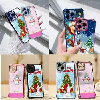 Чехлы для телефонов Ae108 Happy New Year Merry Christmas из гальванизированного ТПУ для Xiaomi 11 Lite Redmi Note 13 Pro 12C 9S 14C Huawei с защитой на четыре угла Xiaomi 13